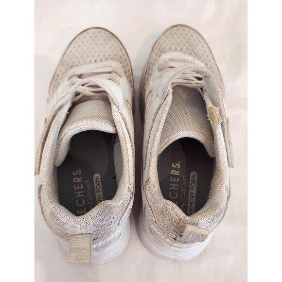 Skechers Girls' Uno Lite White Lace Up Sneaker Air-Cooled Memory Foam Size 3.5Y - Picture 5 of 7